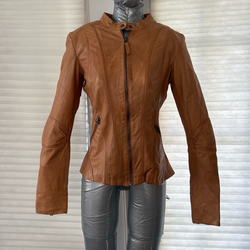 BNWT Danier Women's Tan Leather Jacket Moto